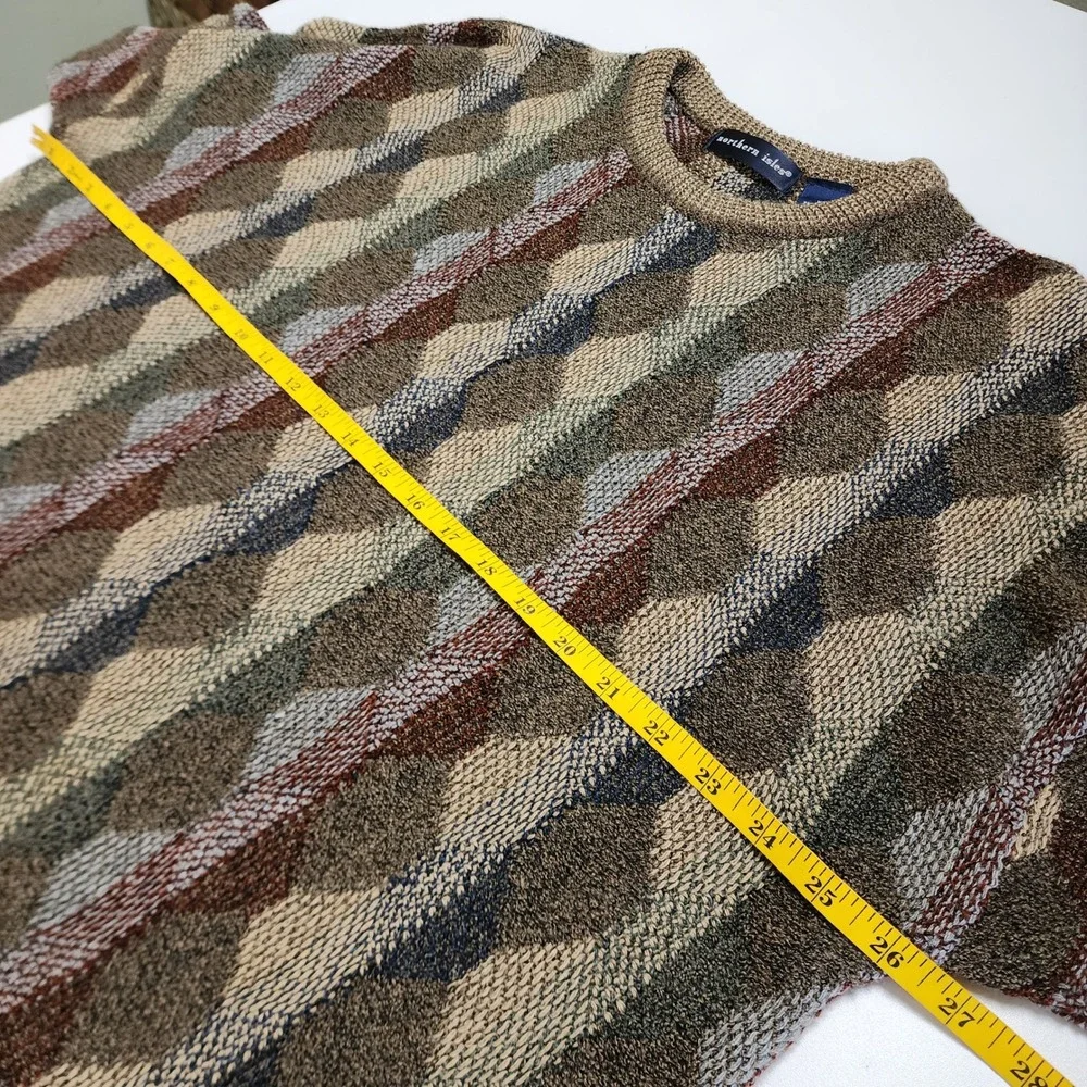 Northern Isles Mens Vintage Knit Grandpa Sweater Size XL‎ Coogi Style Geometric